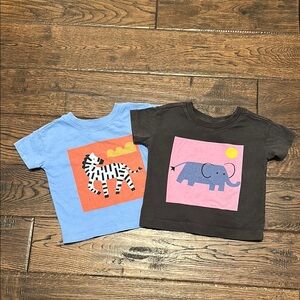 Hanna Andersson Kids Graphic T-Shirts - Zebra and Elephant Designs